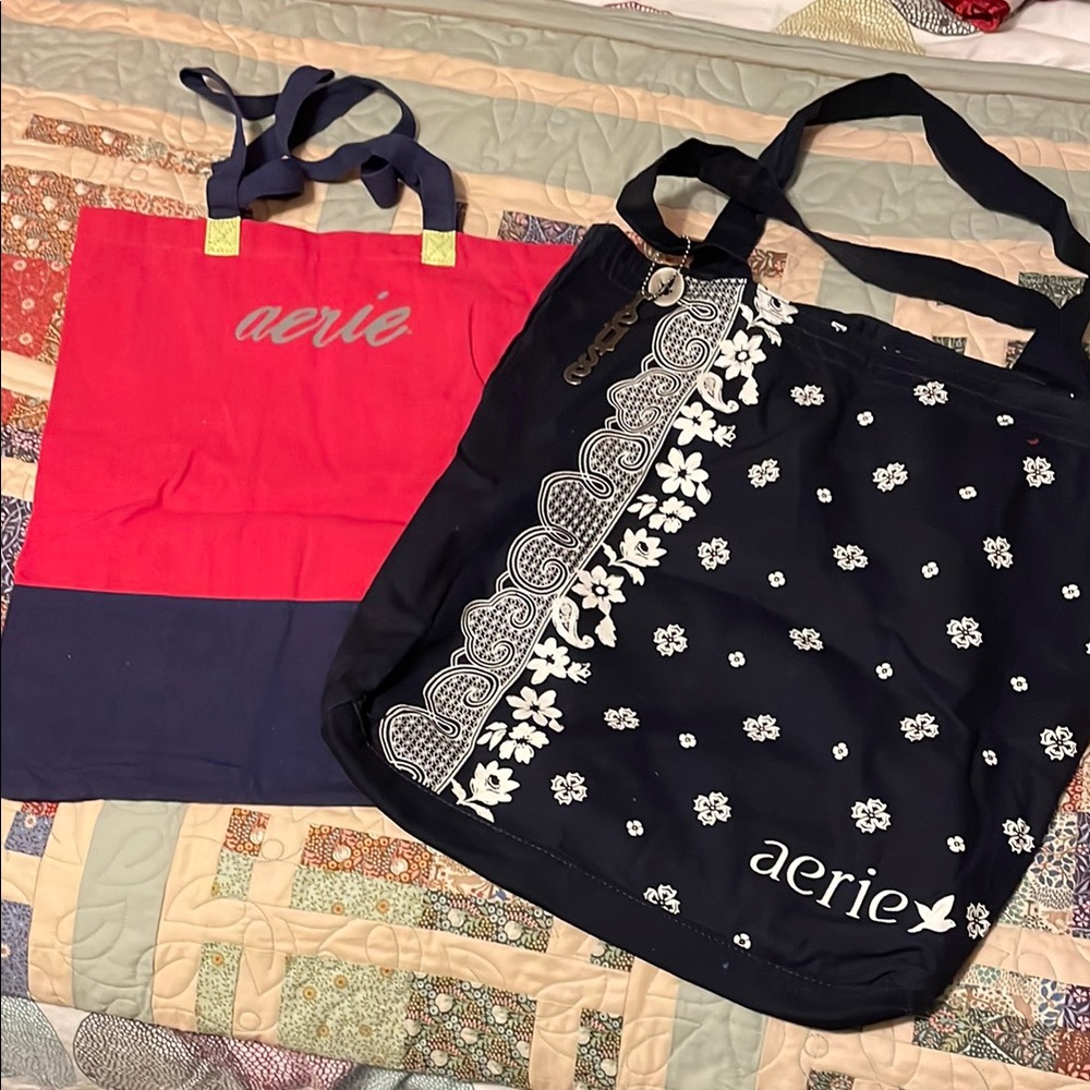 Aerie Red and Blue Tote Bag Set